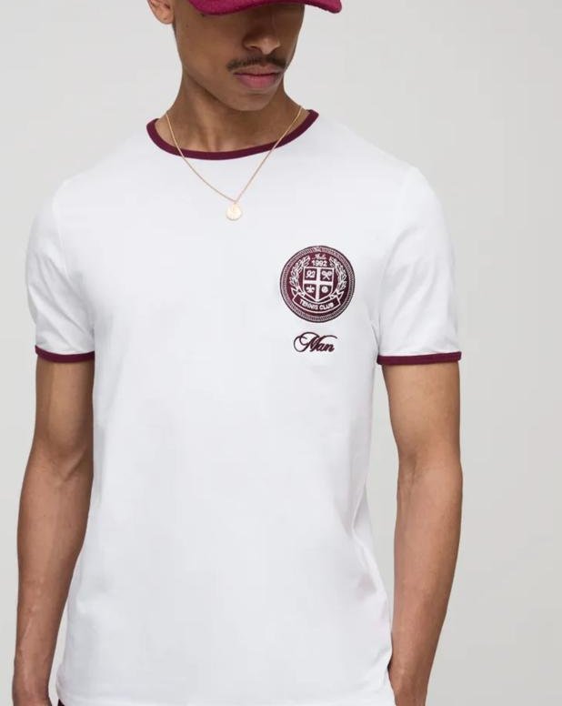 Embroidered Slim Fit Ringer T-Shirt