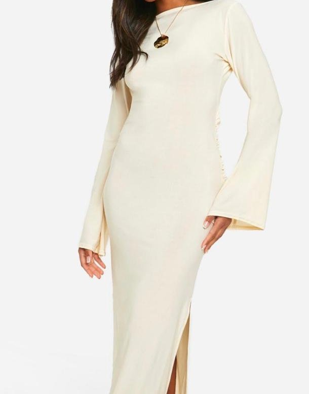 Flare Sleeve Drape Back Maxi Dress